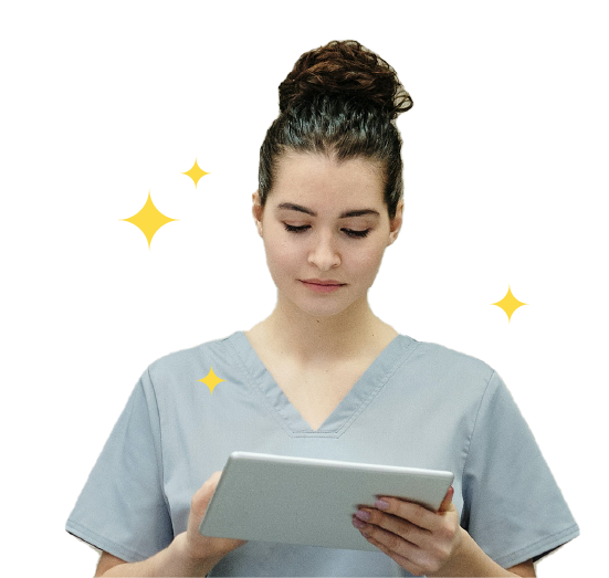 Female Doctor working on Tablet